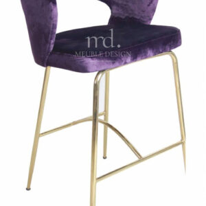 Tabouret en velours avec dossier ajouré